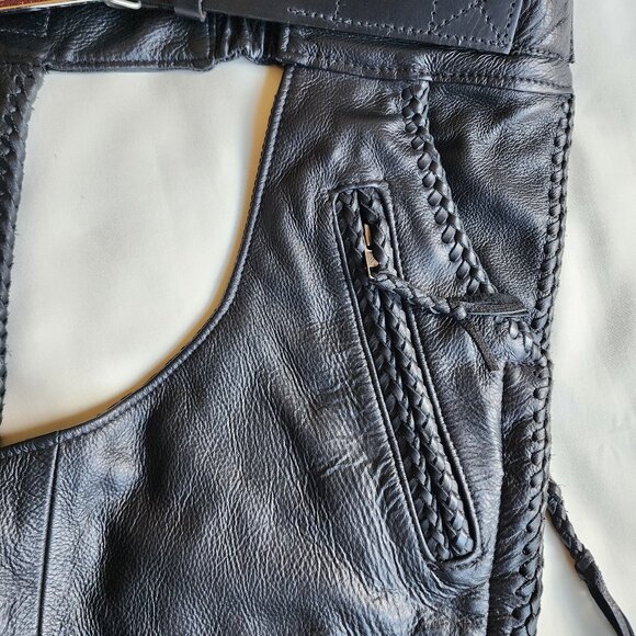 Harley Davidson Women's SX_M Black Leather Willie G Chaps - Picture 5 of 11